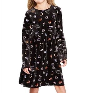 Art Class halloween dress Black velvet with fun party time print Size XS
